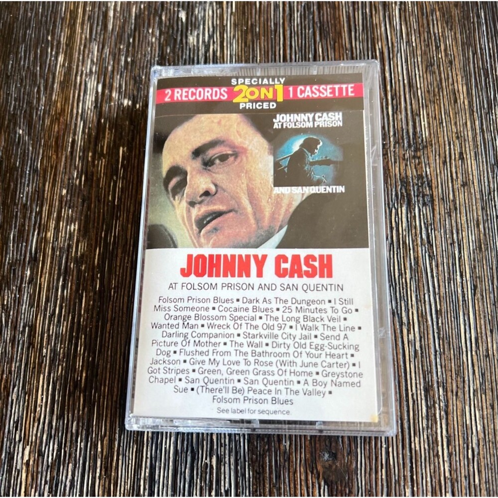 Johnny Cash At Folsom Prison And San Quentin 2-On-1 Vintage Cassette Tape 1987